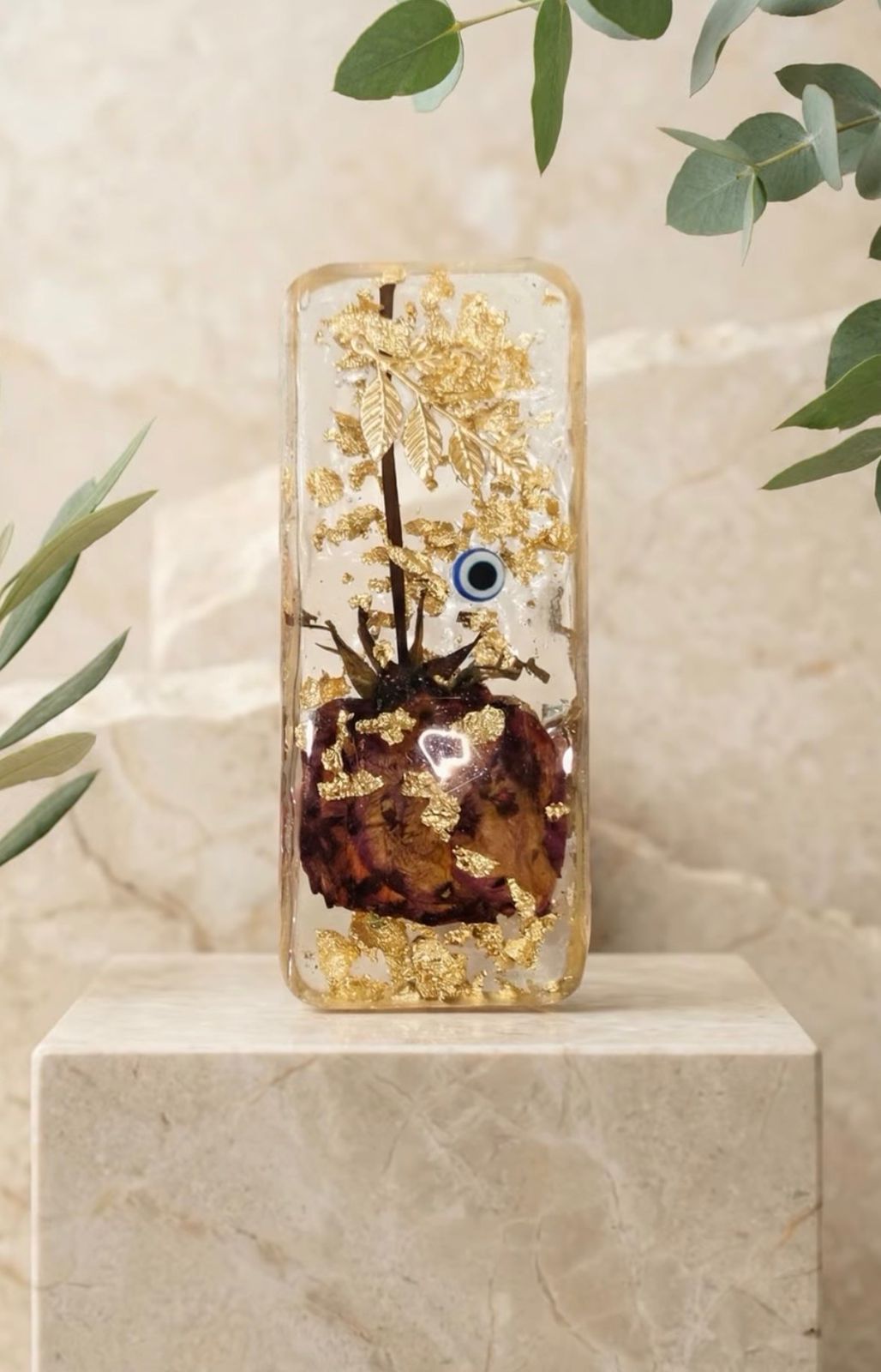 Personalized Preserved Rose Resin Phone Case | Custom Real Flower Mobile Cover | Handmade Floral Keepsake