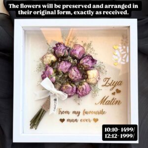 Personalized 3D Flower Preservation Shadow Box | Original Bouquet Preservation Frame | Custom Floral Keepsake