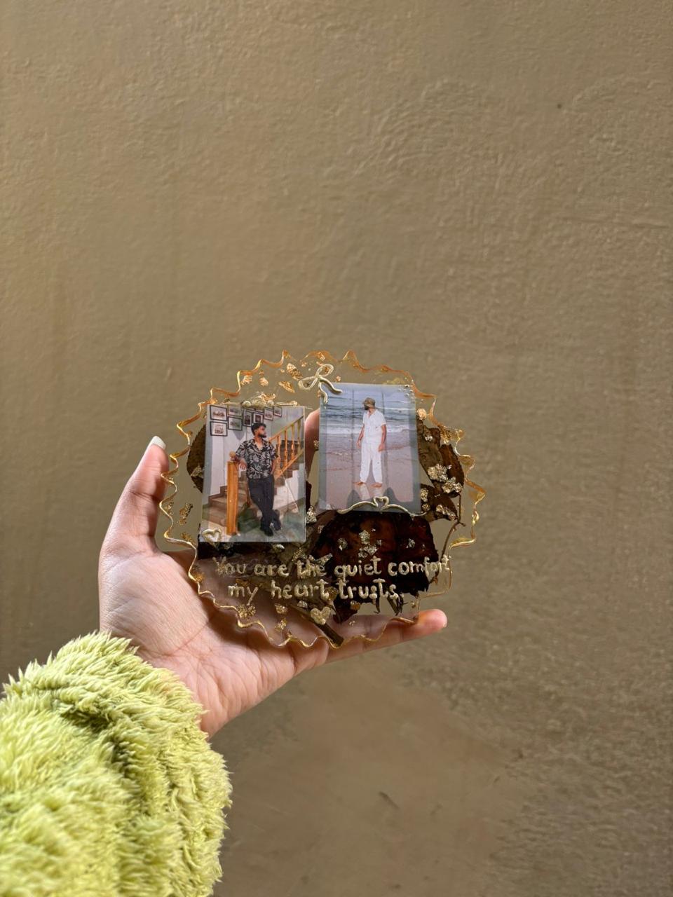 Personalized Resin Photo Coaster | Custom Floral Photo Keepsake | Handmade Gift with Preserved Flowers