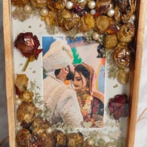 Personalized Wedding Flower Preservation Resin Frame | Custom Photo & Floral Keepsake | Wooden Base Memory Frame